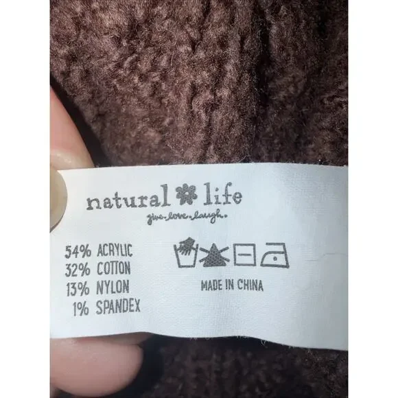 Natural Life Brown Sweater Women’s Sz XL Relaxed Oversized Cable Knit Fisherman - Picture 8 of 8